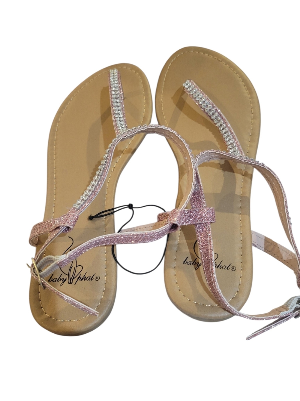 Baby Phat Glitter Pink Rhinestone T-Strap Sandals